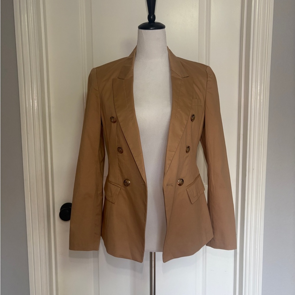 Women's Tan Double-Breasted Blazer